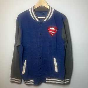 DC Comics Superman Logo Varsity Style Jacket Men’s M Snap Button Lightweight